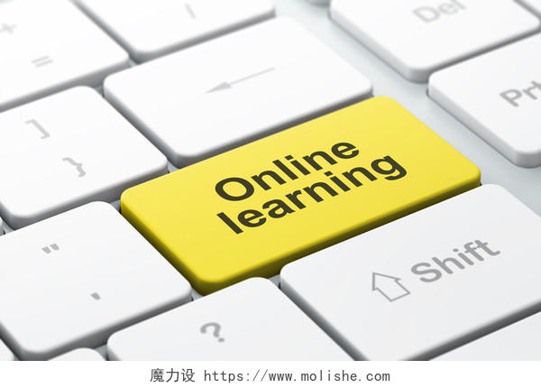 键盘黄色按键在线学习线上学习线上教育